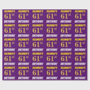 Papier Cadeau Purple, Faux/Imitation Gold, "61e ANNIVERSAIRE"