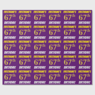 Papier Cadeau Purple, Faux/Imitation Gold, "67e anniversaire"
