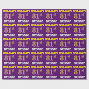 Papier Cadeau Purple, Faux/Imitation Gold, "81e ANNIVERSAIRE"