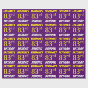 Papier Cadeau Purple, Faux/Imitation Gold, "83e anniversaire"