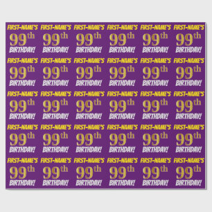 Papier Cadeau Purple, Faux/Imitation Gold, "99e ANNIVERSAIRE"