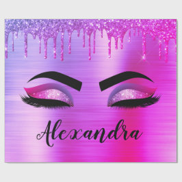 Papier Cadeau Purple Glitter Sparkle Eyelashes Monogram