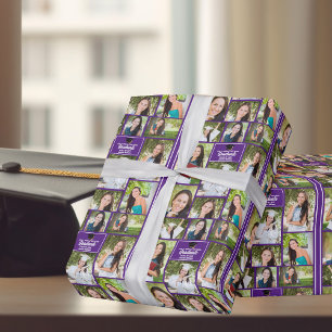 Papier Cadeau Purple Graduate 9 Photo Collage Moderne Graduation