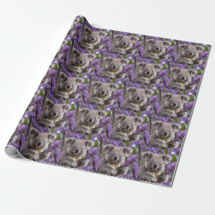 Papier Cadeau Purple Jacaranda Koala Ours,