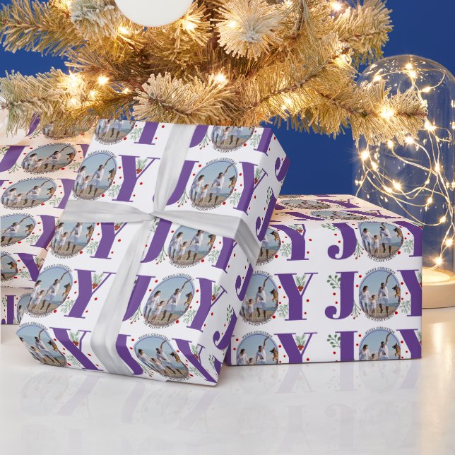 Papier Cadeau Purple JOY Joyeux Noël photo (Vacances)