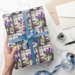 Papier Cadeau Purple Pansy En Pail