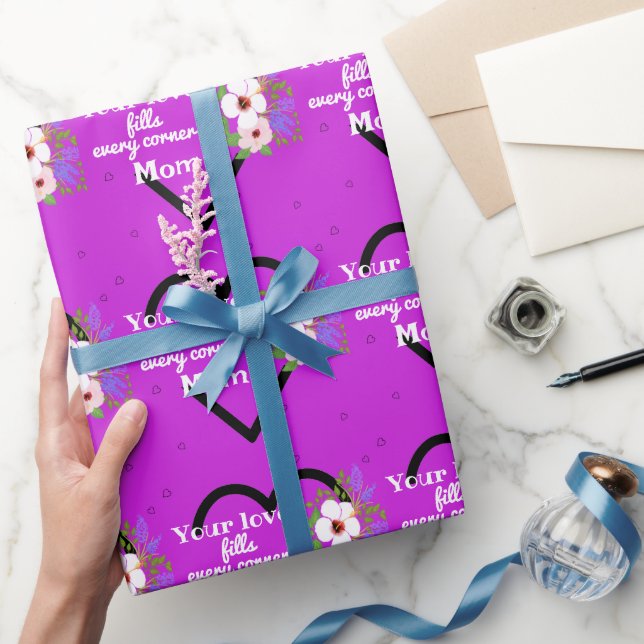 Papier Cadeau Purple Passion Coeurs pour la fête des mères (Cadeaux)