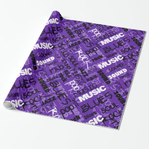 Papier Cadeau Purple Rock Pop R & B Music Text Wrapper Paper
