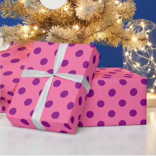 Papier Cadeau Purple sur Pois rose Design Motif