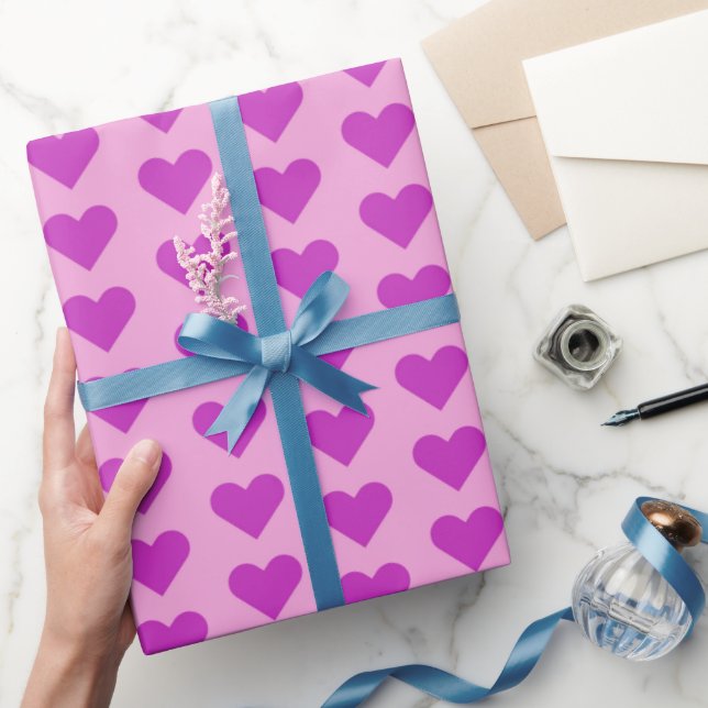 Papier Cadeau Purple Valentine's Day Love Hearts (Cadeaux)