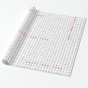 Papier Cadeau Puzzle de recherche de mots Bonne année!