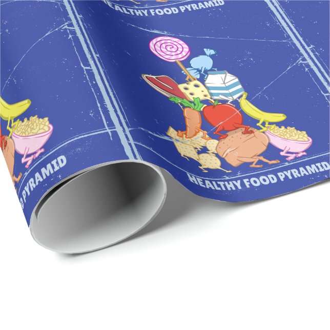 Papier Cadeau Pyramide alimentaire saine dessin humoristique (Coin rond)