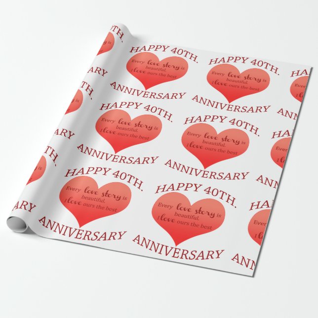 Papier Cadeau quarantième. Anniversaire (Déroulé)
