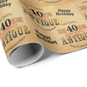 Papier Cadeau Quarantième anniversaire grunge antique de
