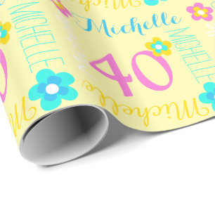 Papier Cadeau Quarantième enveloppe d'anniversaire d'âge nommé