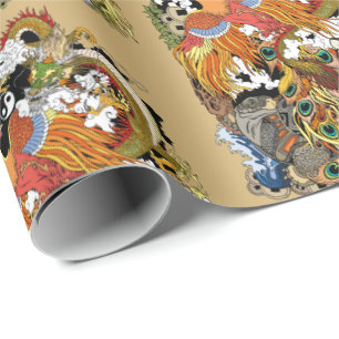 Papier Cadeau quatre animaux célestes