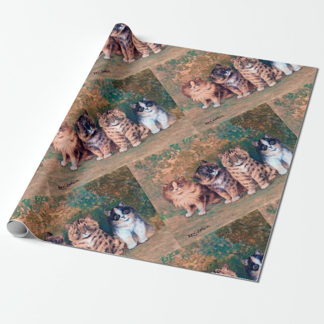 Papier Cadeau Quatre chatons, Louis Wain (Déroulé)