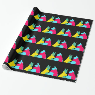 Papier Cadeau Quatre lamas dans quatre couleurs de lama - un