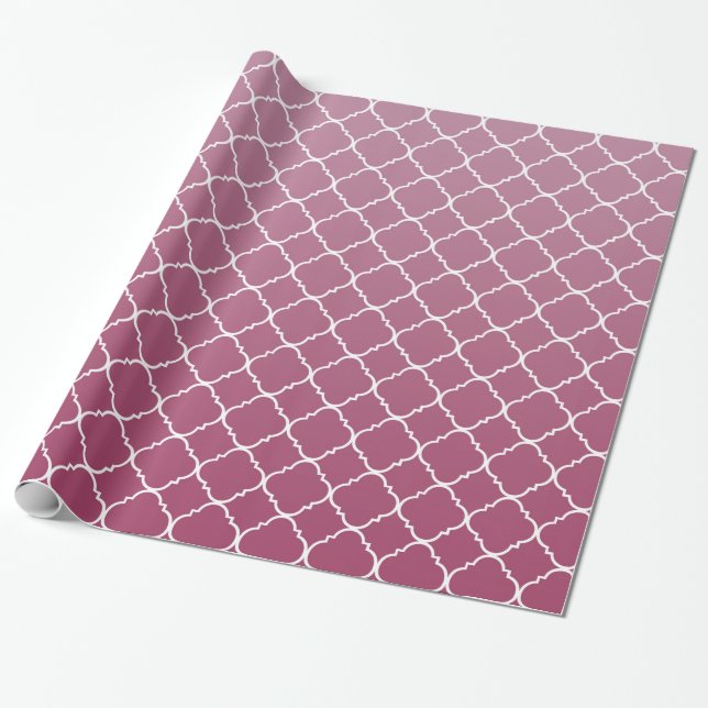 Papier Cadeau Quatrefoil rose Ombre (Déroulé)
