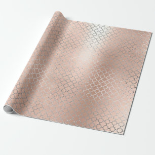 Papier Cadeau Quatrefoil Silver Glam Rose Or Art Déco