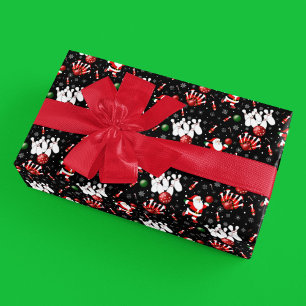Papier Cadeau Quilles de Noël avec le Père Noël