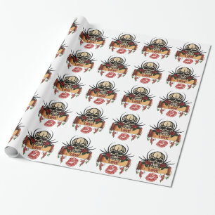 Papier Cadeau RAB Rockabilly Crâne Roses Love Lipstick