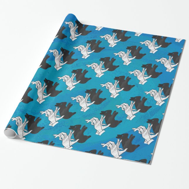 Papier Cadeau Rabat Ombre Sur Bleu (Déroulé)