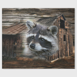 Papier Cadeau Raccoon À L'Ancienne Grange