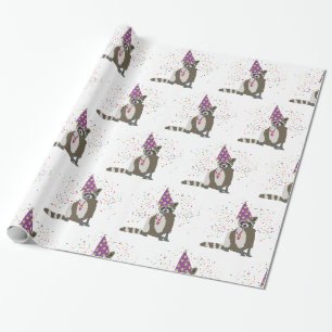 Papier Cadeau Raccoon - Animaux ayant une fête