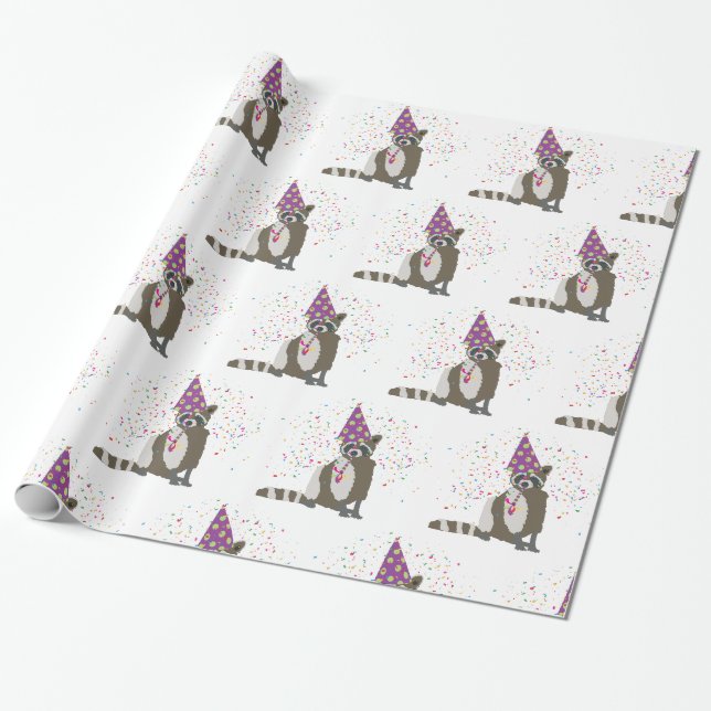 Papier Cadeau Raccoon - Animaux ayant une fête (Déroulé)
