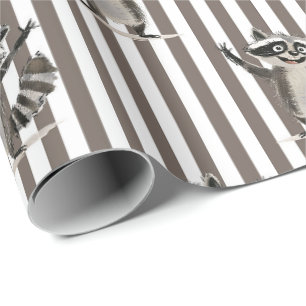 Papier Cadeau Raccoon brun énorme échelle pour artisanat ou cade