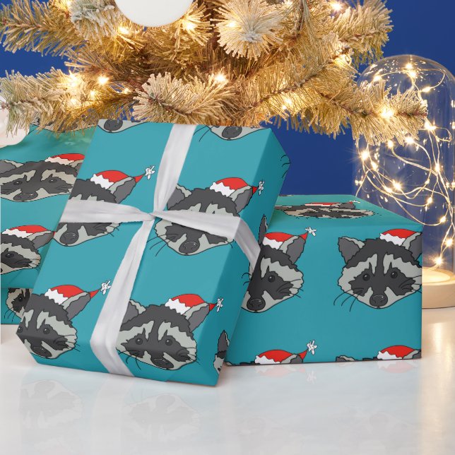 Papier Cadeau Raccoon de Noël  (Vacances)