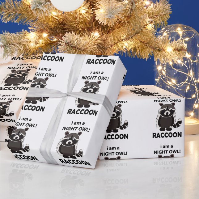 Papier Cadeau Raccoon I am A Night Owl Funny Raccoon (Vacances)
