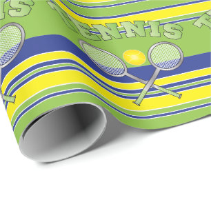 Papier Cadeau Rackets De Tennis De Green Stripe