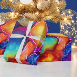 Papier Cadeau Rainbow Agate | Vibrant Abstract Stone Pattern
