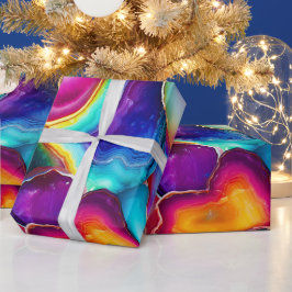 Papier Cadeau Rainbow Agate | Vibrant Abstract Stone Pattern