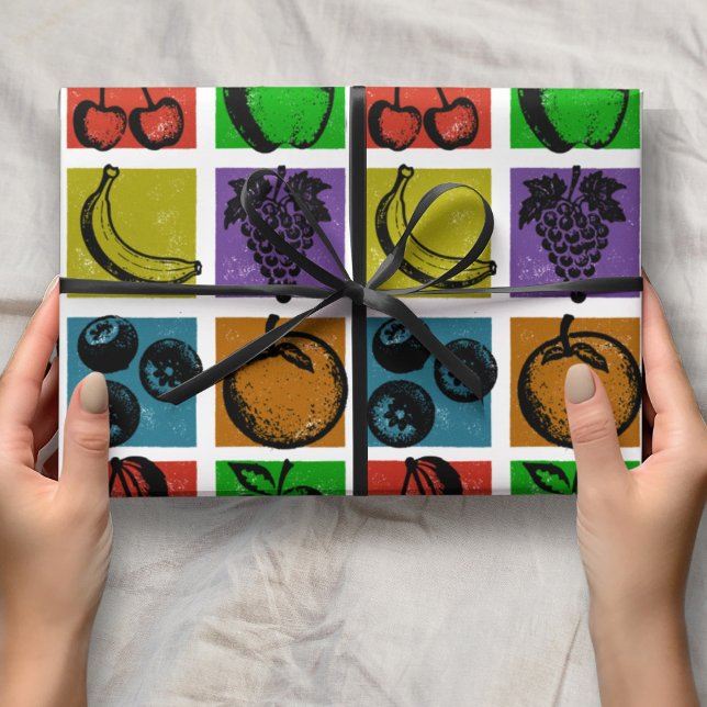 Papier Cadeau Rainbow Checker Fruit Stamps Wrapping Paper (Créateur téléchargé)