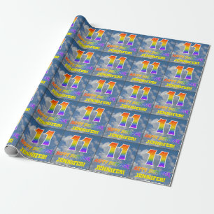 Papier Cadeau Rainbow Look "11" & "HAPPY BANTHDAY", Nuages, Sky