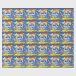Papier Cadeau Rainbow Look "17" & "HAPPY BANTHDAY", Nuages, Sky