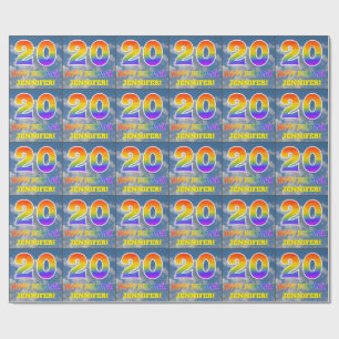 Papier Cadeau Rainbow Look "20" & "HAPPY BANTHDAY", Nuages, Sky