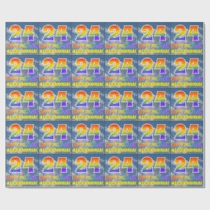 Papier Cadeau Rainbow Look "24" & "HAPPY BANTHDAY", Nuages, Sky