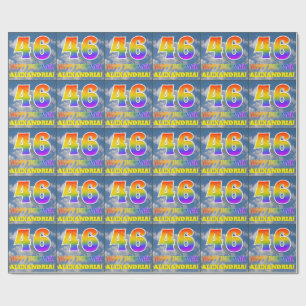 Papier Cadeau Rainbow Look "46" & "HAPPY BANTHDAY", Nuages, Sky