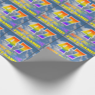 Papier Cadeau Rainbow Look "47" & "HAPPY BANTHDAY", Nuages, Sky