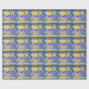 Papier Cadeau Rainbow Look "61" & "HAPPY BANTHDAY", Nuages, Sky