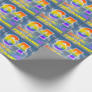 Papier Cadeau Rainbow Look "64" & "HAPPY BANTHDAY", Nuages, Sky