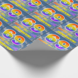 Papier Cadeau Rainbow Look "69" & "HAPPY BANTHDAY", Nuages, Sky