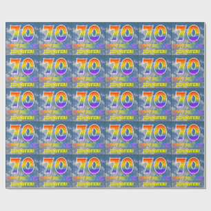 Papier Cadeau Rainbow Look "70" & "HAPPY BANTHDAY", Nuages, Sky