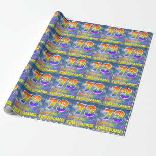 Papier Cadeau Rainbow Look "73" & "HAPPY BANTHDAY", Nuages, Sky