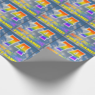 Papier Cadeau Rainbow Look "74" & "HAPPY BANTHDAY", Nuages, Sky