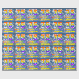 Papier Cadeau Rainbow Look "75" & "HAPPY BANTHDAY", Nuages, Sky